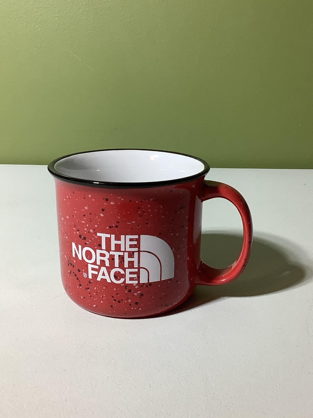 North Face red speckled logo mug